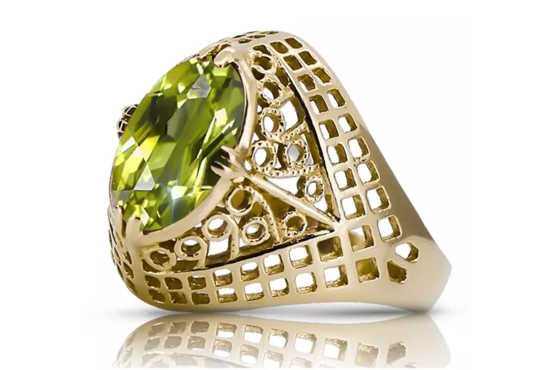  Žltý peridot 14k žlté zlato Vintage style vrc030y